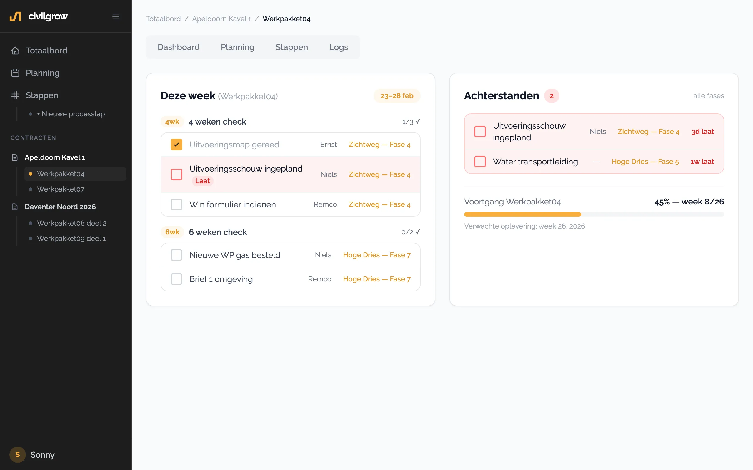CivilGrow Planning Dashboard