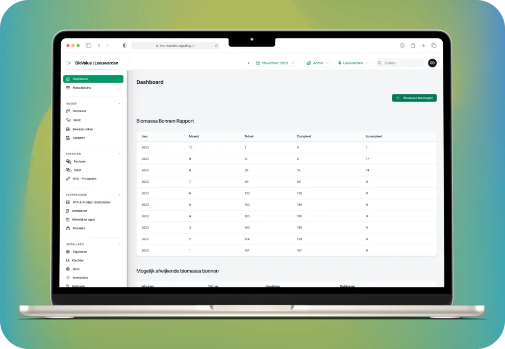 BioValue adminpaneel
